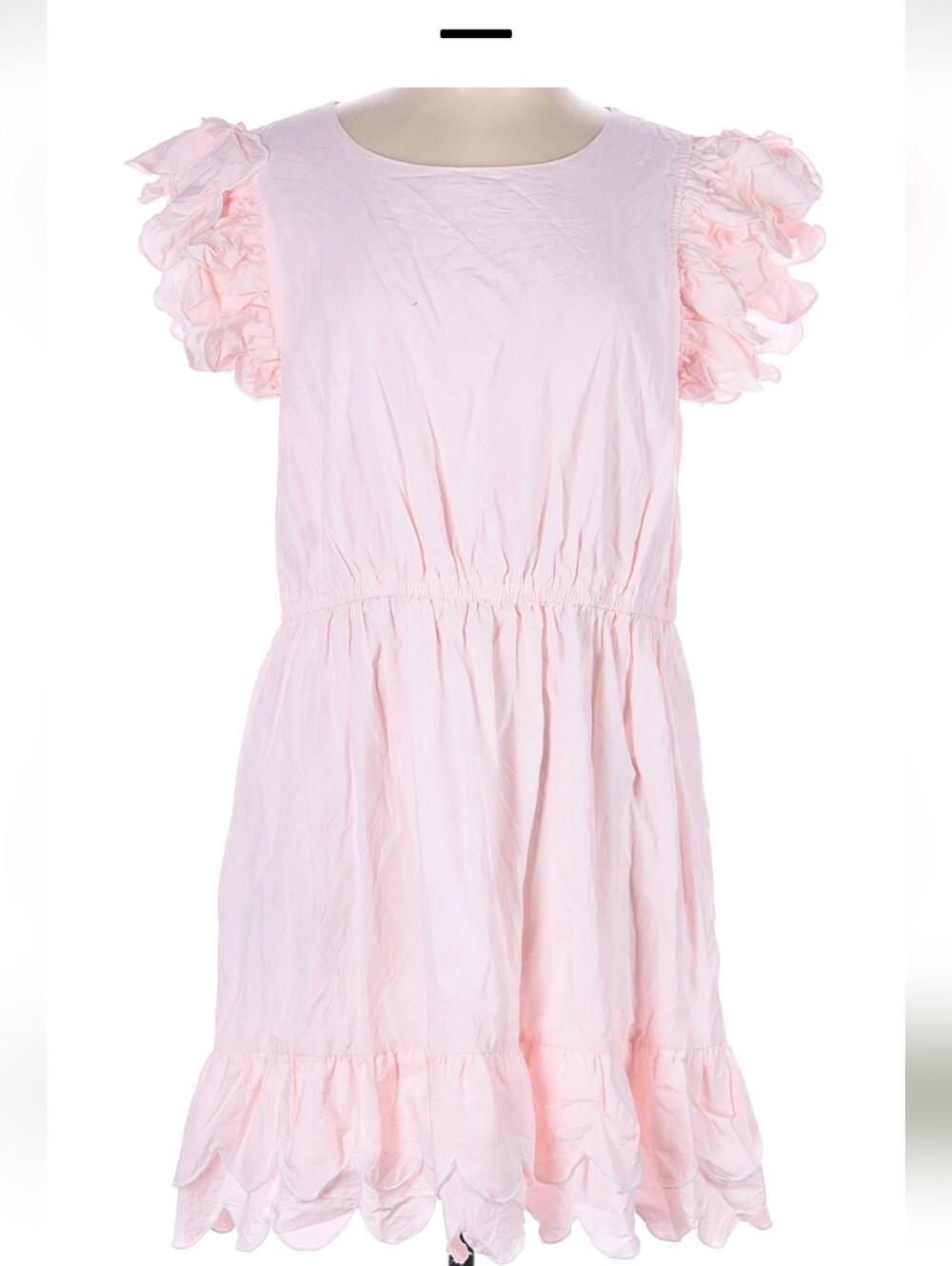 Sail to Sable Light Pink Ruffle-Hem All Cotton Dress